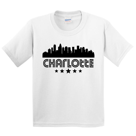 Charlotte North Carolina Skyline Retro Style Kids T-Shirt