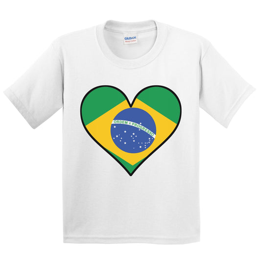 Brazilian Flag T-Shirt - Cute Brazilian Flag Heart - Brazil Kids Youth Shirt