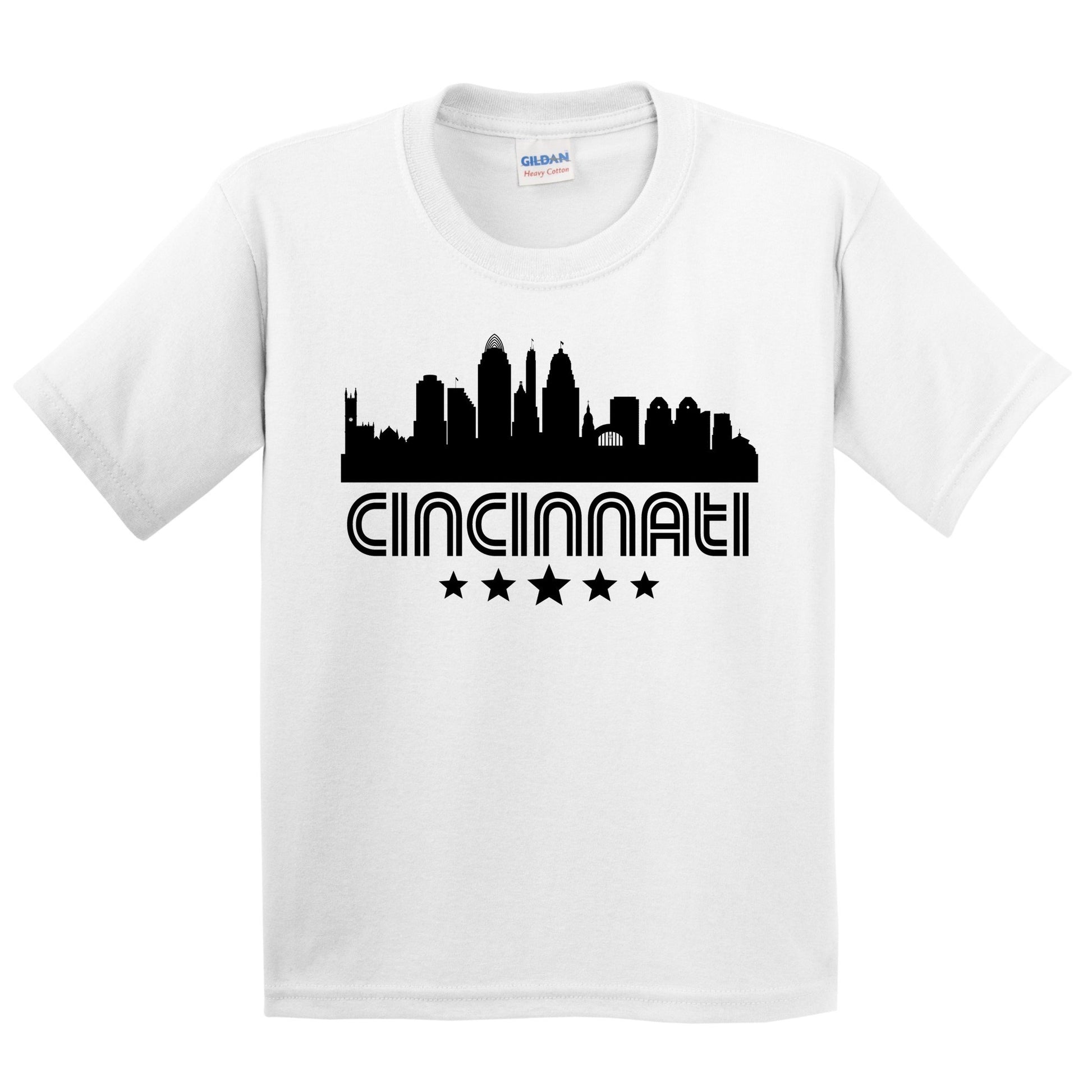 Cincinnati Ohio Skyline Retro Style Kids T-Shirt