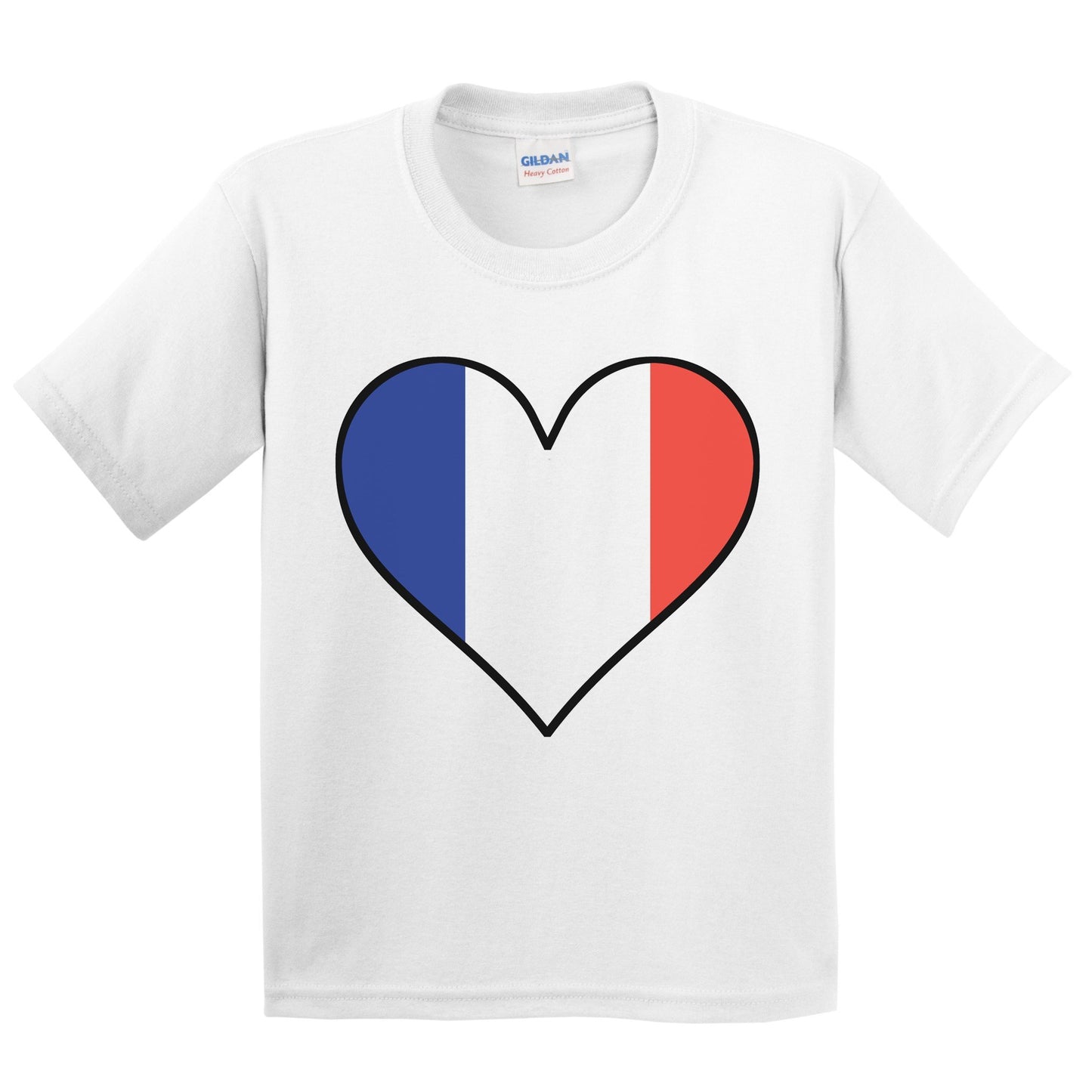 French Flag T-Shirt - Cute French Flag Heart - France Kids Youth Shirt