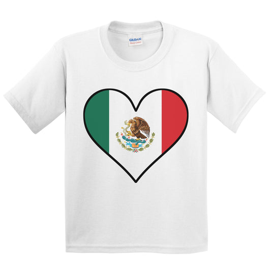Mexican Flag T-Shirt - Cute Mexican Flag Heart - Mexico Kids Youth Shirt