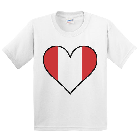 Peruvian Flag T-Shirt - Cute Peruvian Flag Heart - Peru Kids Youth Shirt