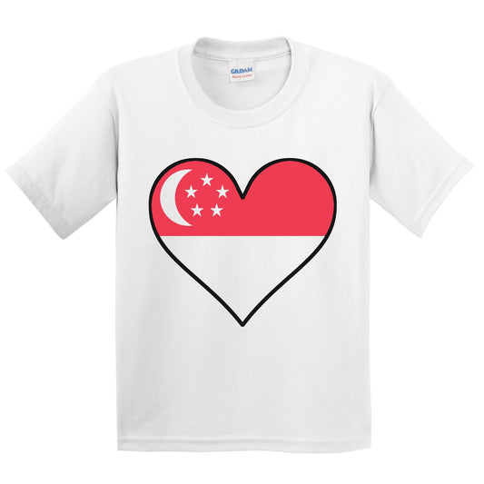 Singaporean Flag T-Shirt - Cute Singaporean Flag Heart - Singapore Kids Youth Shirt