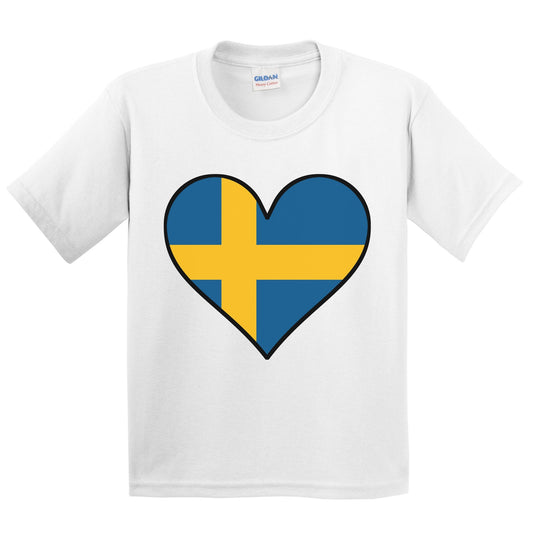 Swedish Flag T-Shirt - Cute Swedish Flag Heart - Sweden Kids Youth Shirt