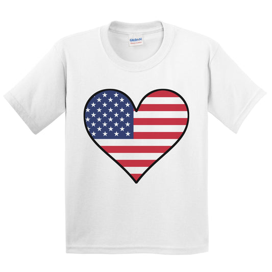 American Flag T-Shirt - Cute American Flag Heart - United States Kids Youth Shirt