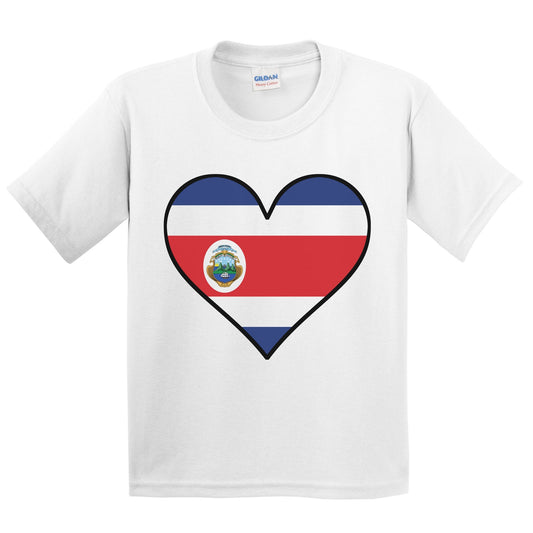 Costa Rican Flag T-Shirt - Cute Costa Rican Flag Heart - Costa Rica Kids Youth Shirt