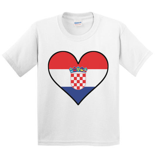 Croatian Flag T-Shirt - Cute Croatian Flag Heart - Croatia Kids Youth Shirt
