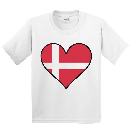 Danish Flag T-Shirt - Cute Danish Flag Heart - Denmark Kids Youth Shirt