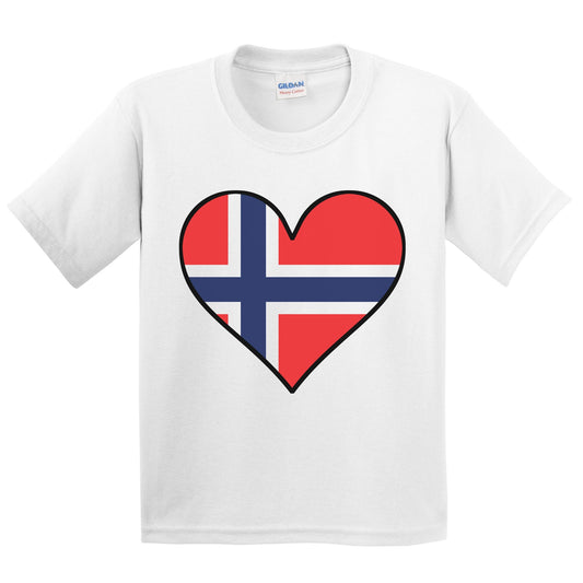 Norwegian Flag T-Shirt - Cute Norwegian Flag Heart - Norway Kids Youth Shirt