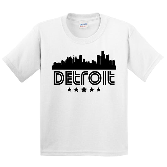 Detroit Michigan Skyline Retro Style Kids T-Shirt