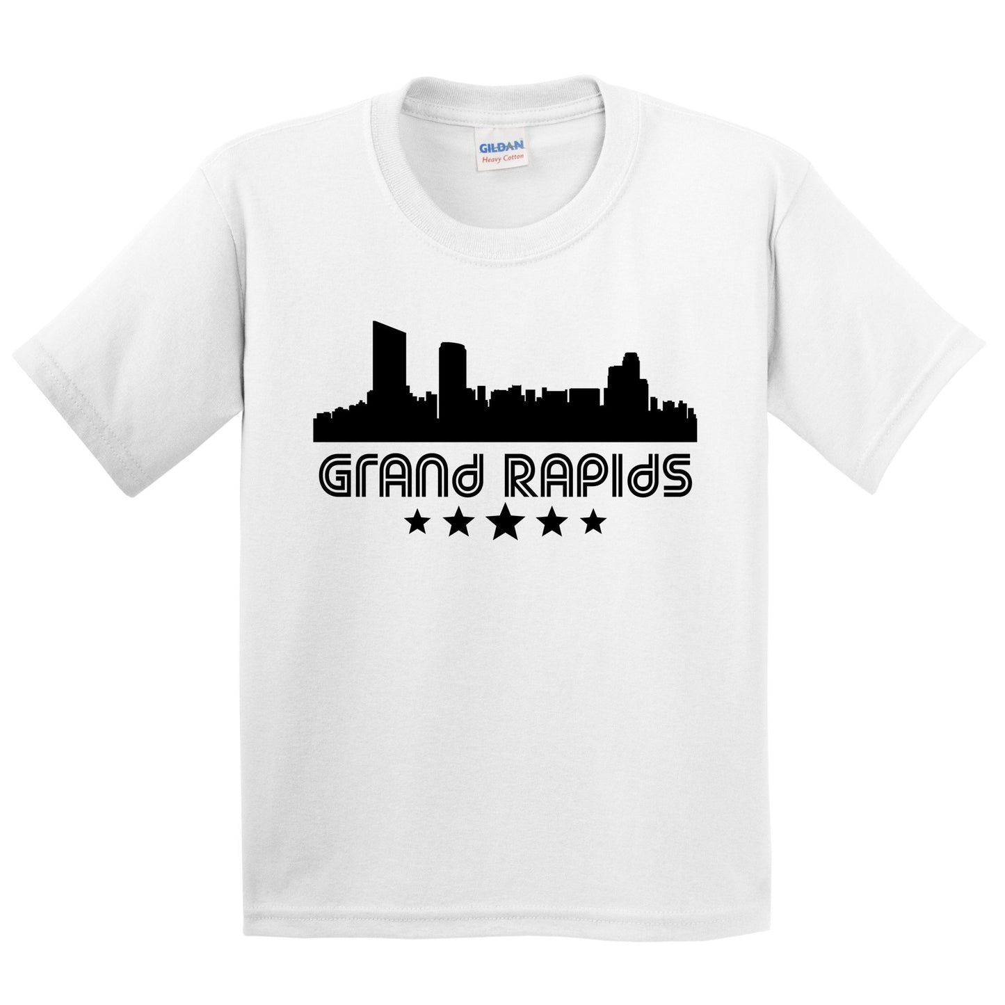 Grand Rapids Michigan Skyline Retro Style Kids T-Shirt