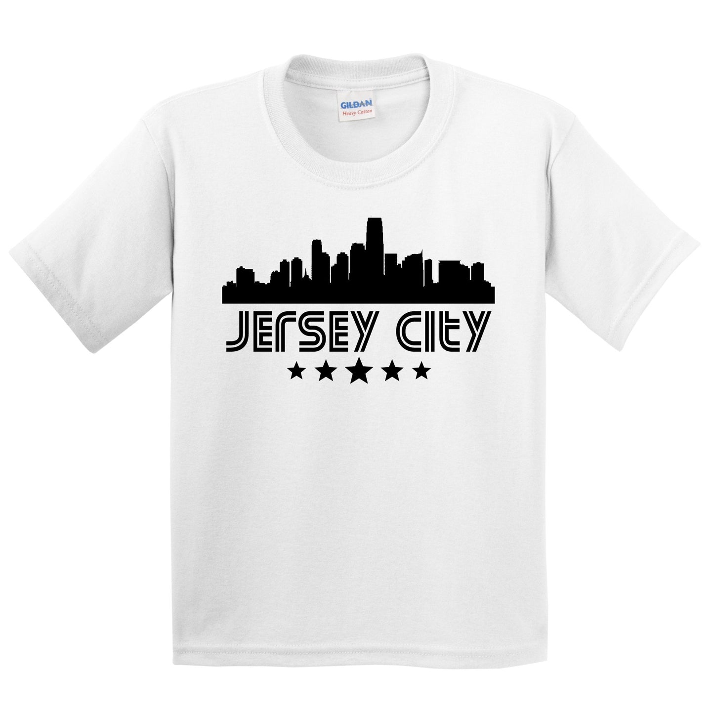 Jersey City New Jersey Skyline Retro Style Kids T-Shirt