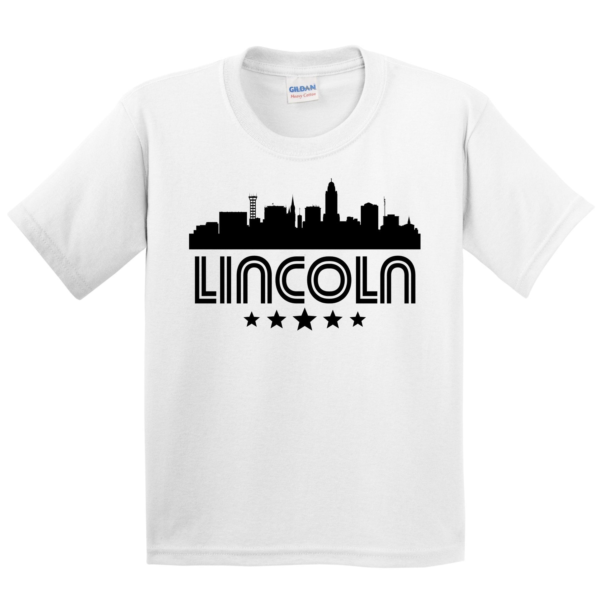 Lincoln Nebraska Skyline Retro Style Kids T-Shirt