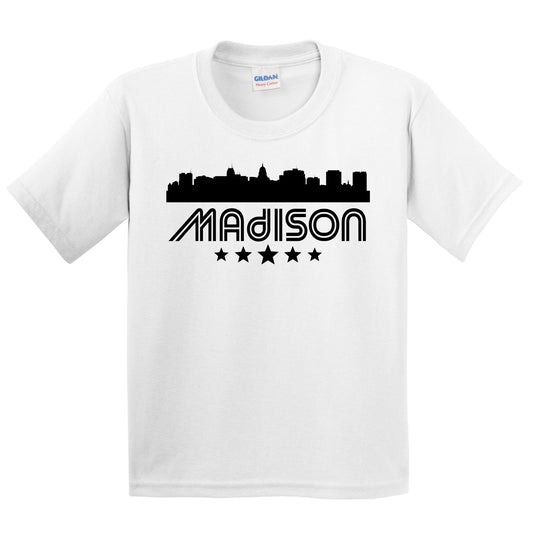 Madison Wisconsin Skyline Retro Style Kids T-Shirt