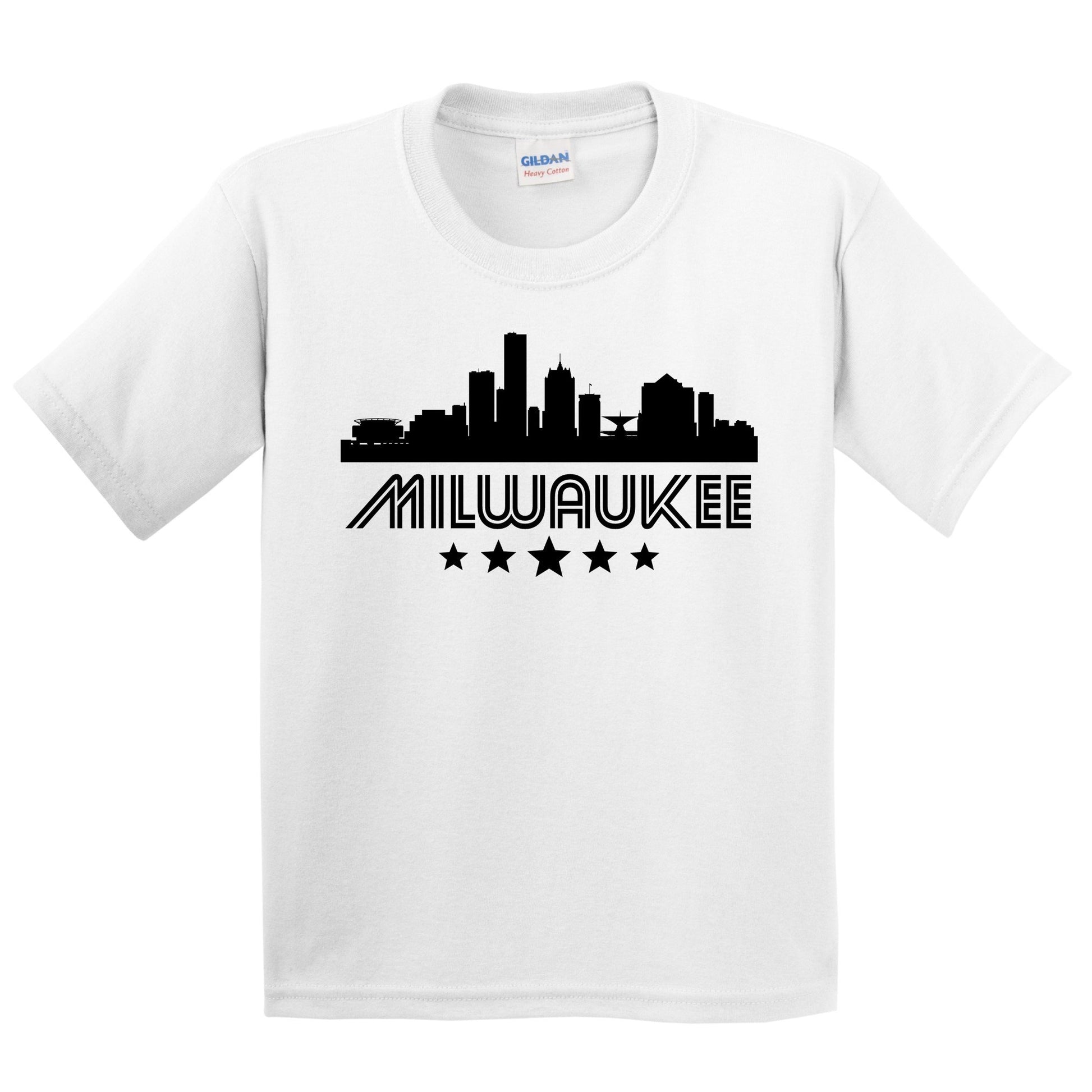 Milwaukee Wisconsin Skyline Retro Style Kids T-Shirt