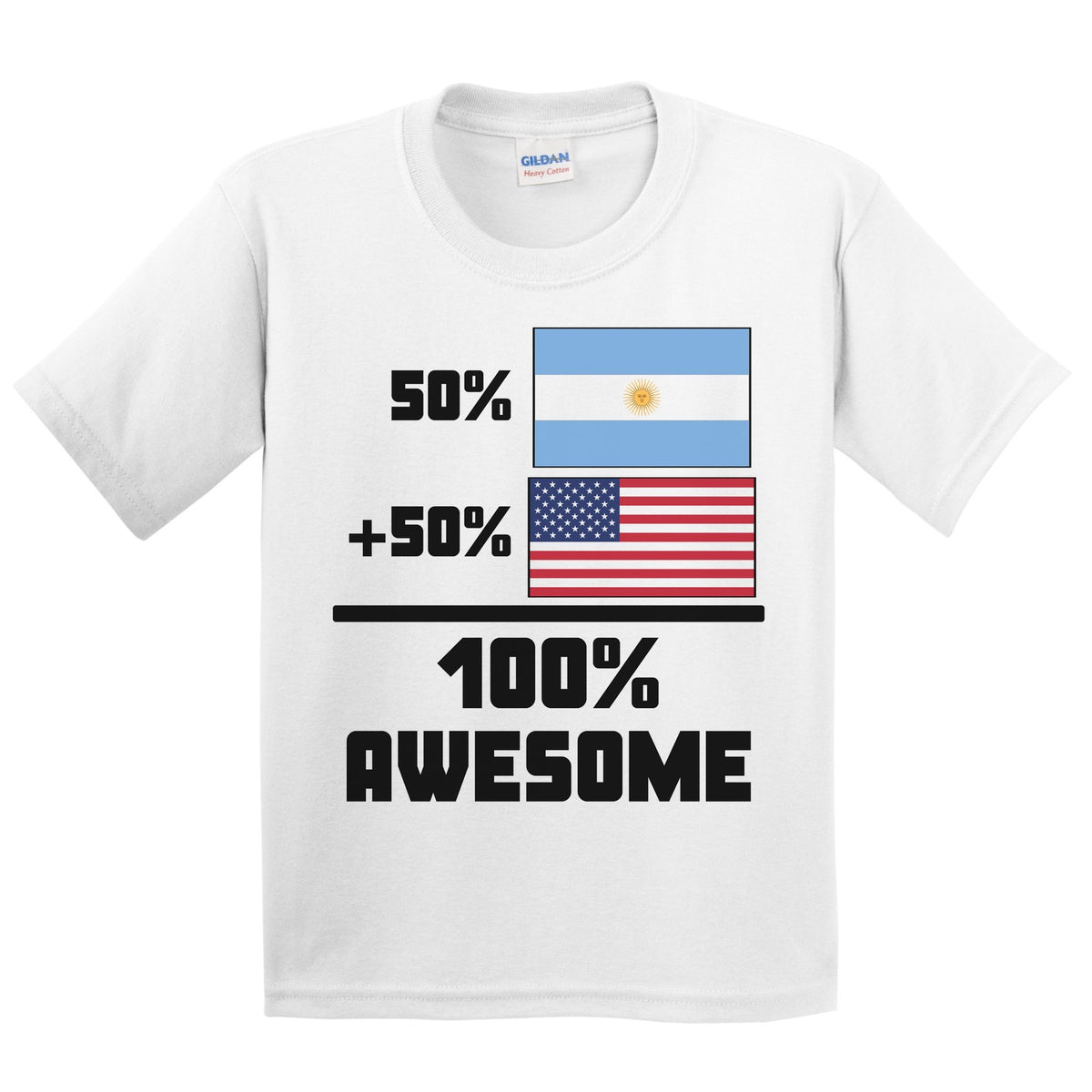 50% Argentinian 50% American 100% Awesome Funny Flag Kids Youth T-Shirt