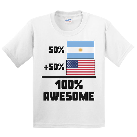 50% Argentinian 50% American 100% Awesome Funny Flag Kids Youth T-Shirt