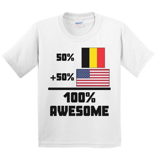 50% Belgian 50% American 100% Awesome Funny Flag Kids Youth T-Shirt