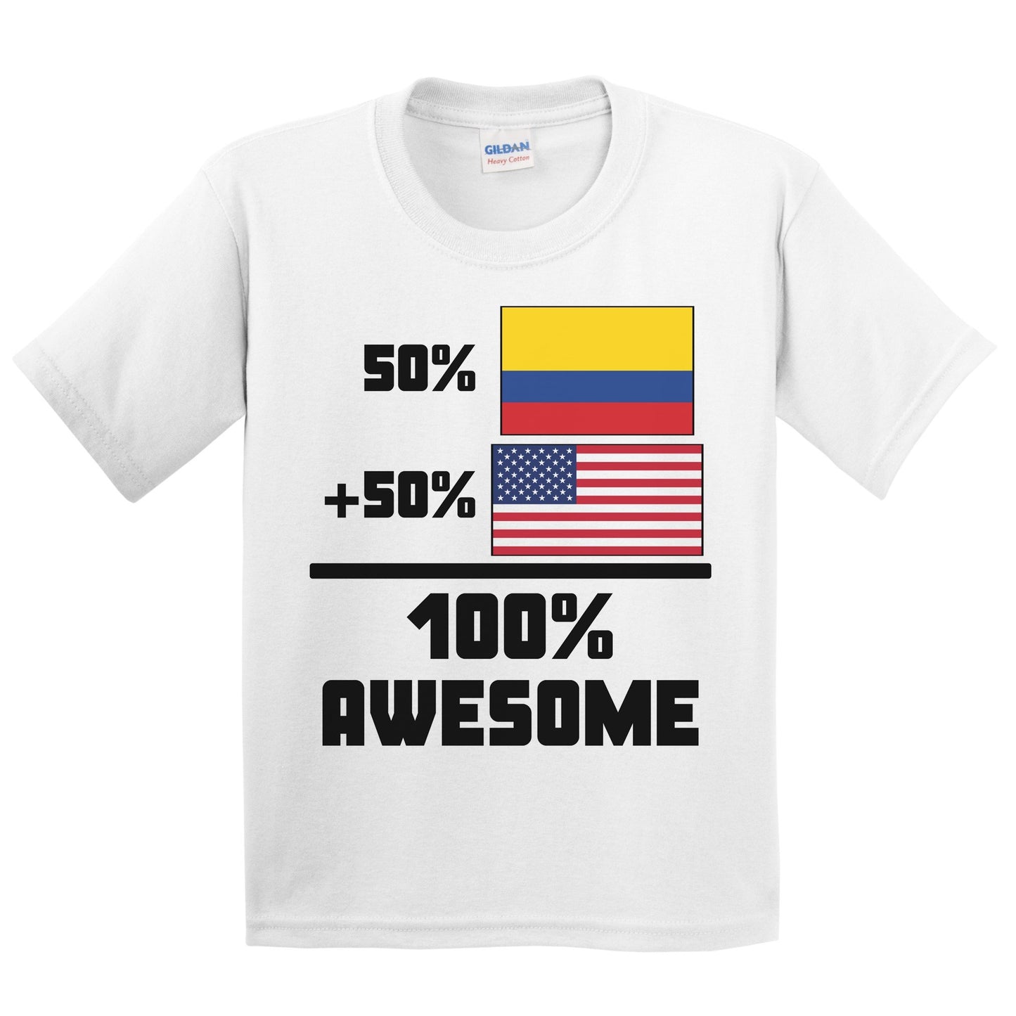 50% Colombian 50% American 100% Awesome Funny Flag Kids Youth T-Shirt