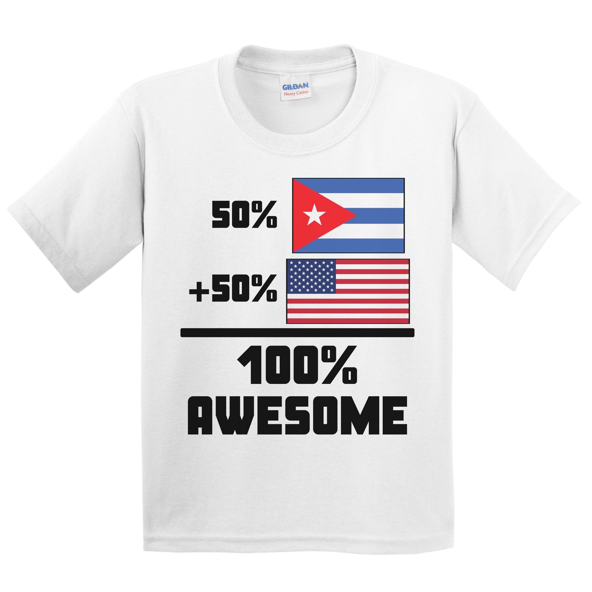 50% Cuban 50% American 100% Awesome Funny Flag Kids Youth T-Shirt