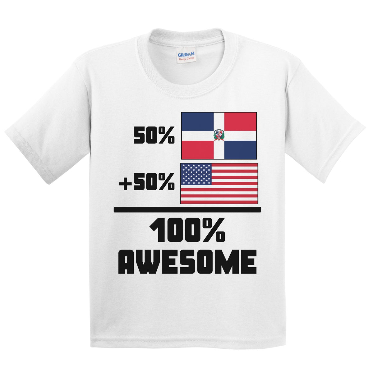 50% Dominican 50% American 100% Awesome Funny Flag Kids Youth T-Shirt