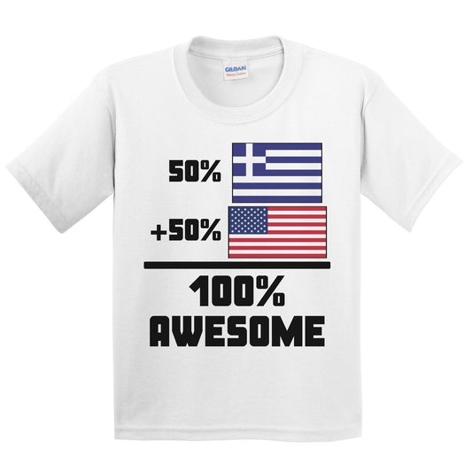 50% Greek 50% American 100% Awesome Funny Flag Kids Youth T-Shirt