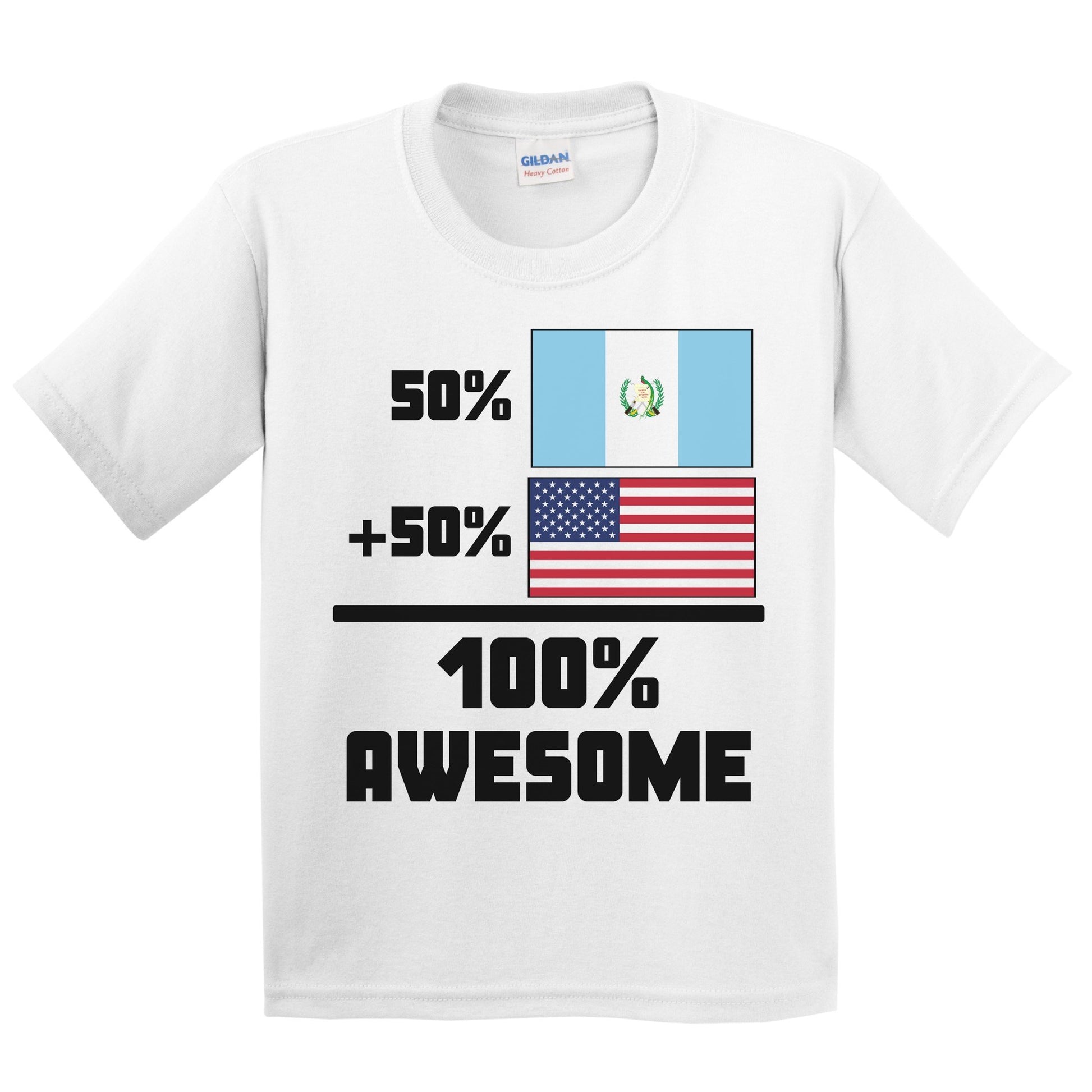 50% Guatemalan 50% American 100% Awesome Funny Flag Kids Youth T-Shirt