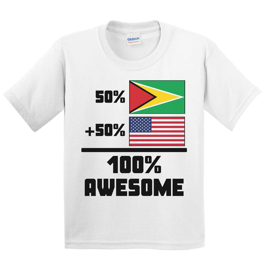 50% Guyanese 50% American 100% Awesome Funny Flag Kids Youth T-Shirt