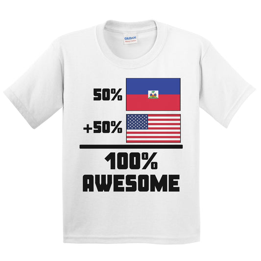 50% Haitian 50% American 100% Awesome Funny Flag Kids Youth T-Shirt