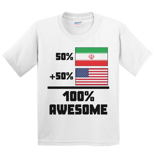 50% Iranian 50% American 100% Awesome Funny Flag Kids Youth T-Shirt