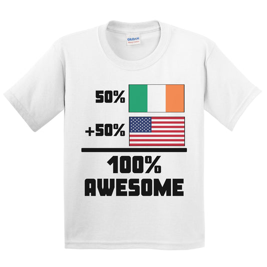 50% Irish 50% American 100% Awesome Funny Flag Kids Youth T-Shirt