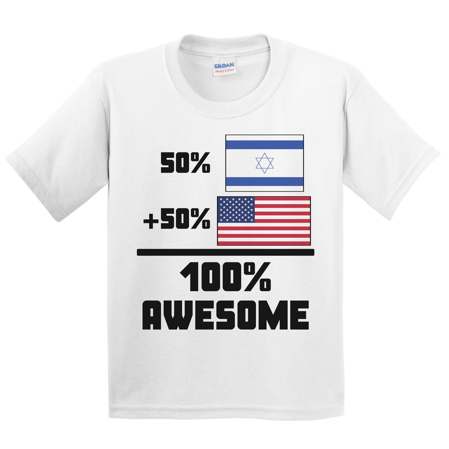 50% Israeli 50% American 100% Awesome Funny Flag Kids Youth T-Shirt