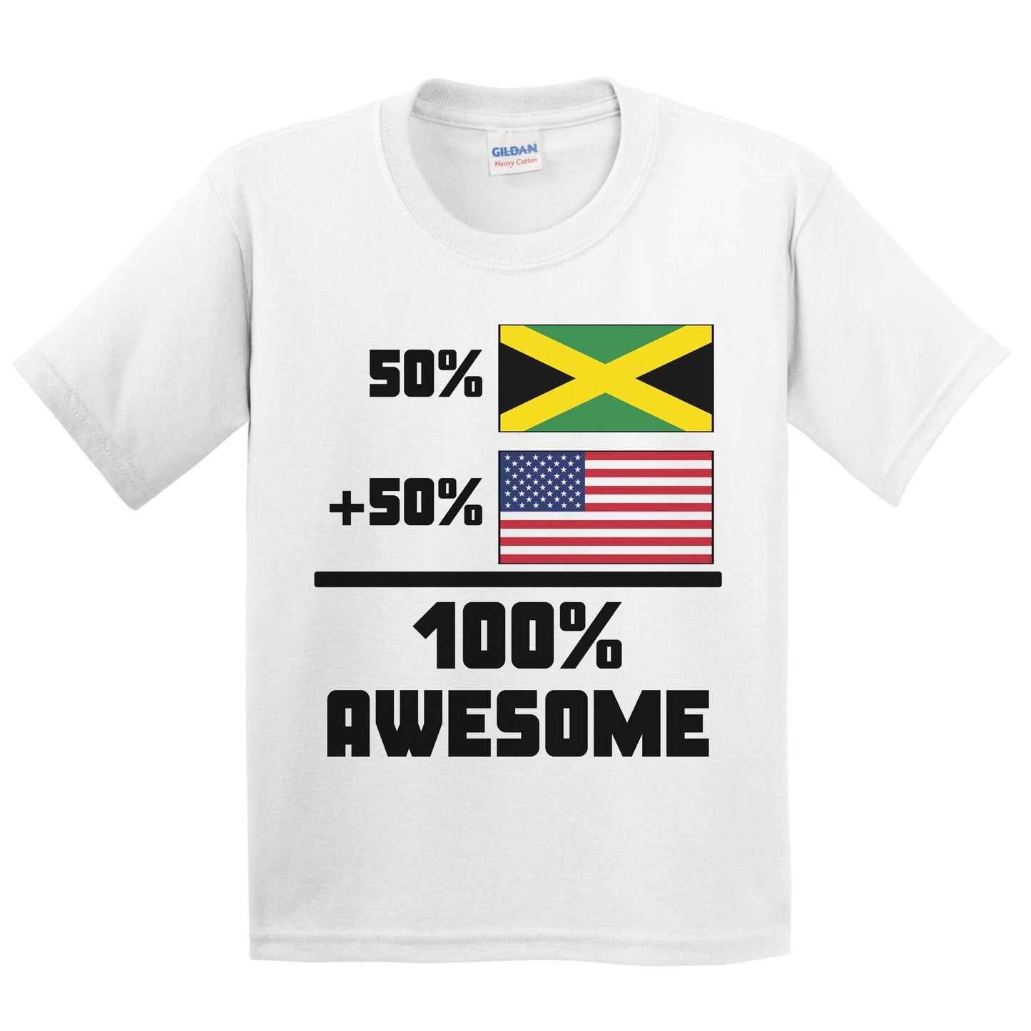 50% Jamaican 50% American 100% Awesome Funny Flag Kids Youth T-Shirt