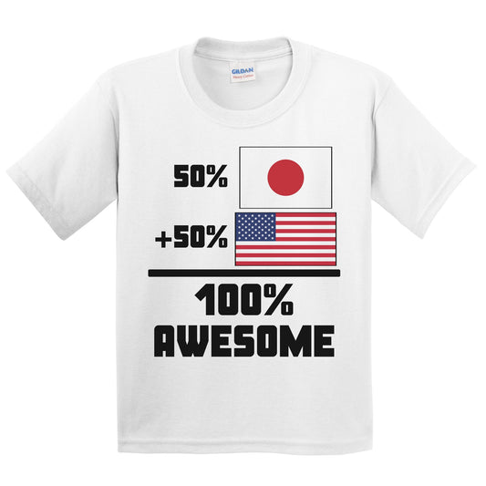 50% Japanese 50% American 100% Awesome Funny Flag Kids Youth T-Shirt