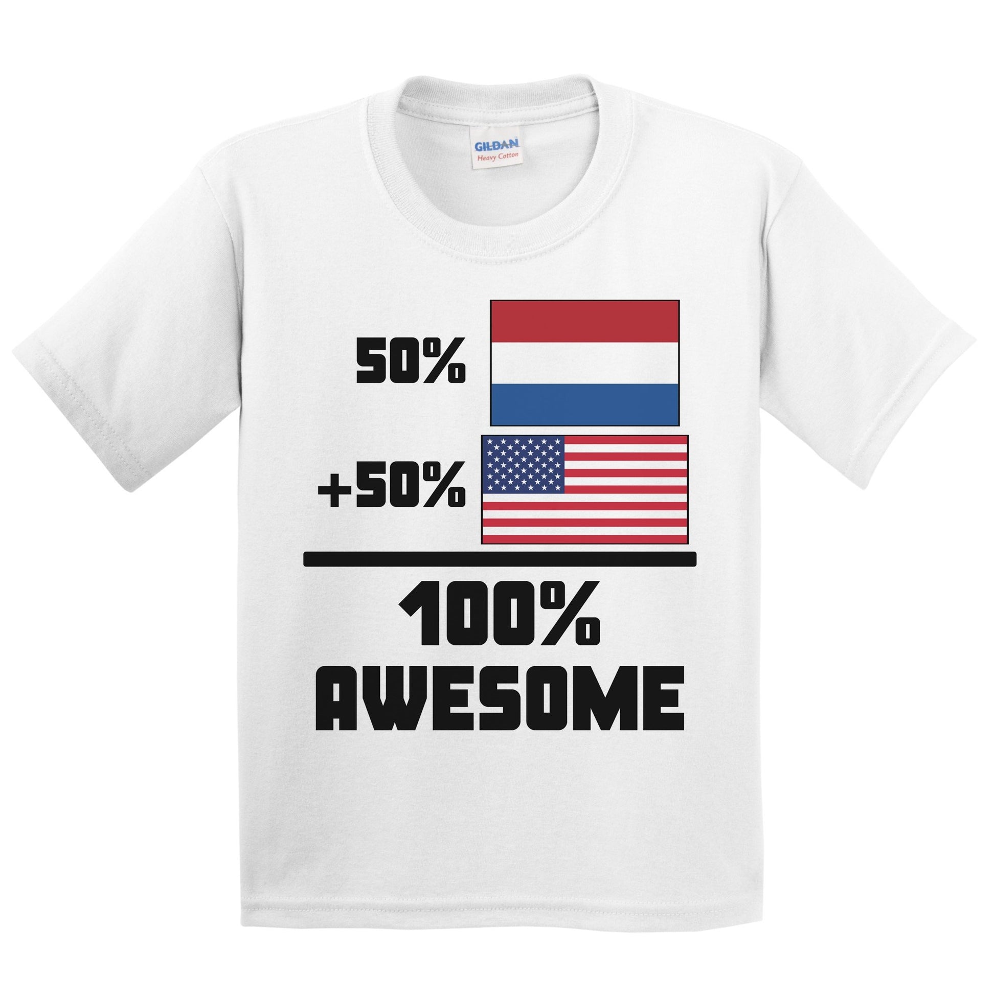 50% Dutch 50% American 100% Awesome Funny Flag Kids Youth T-Shirt