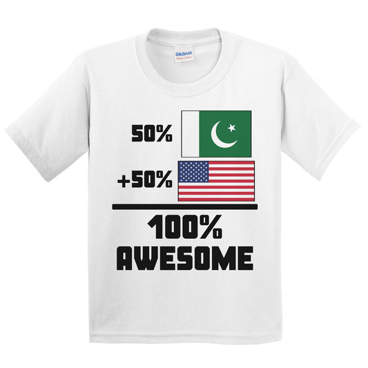 50% Pakistani 50% American 100% Awesome Funny Flag Kids Youth T-Shirt