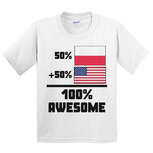 50% Polish 50% American 100% Awesome Funny Flag Kids Youth T-Shirt