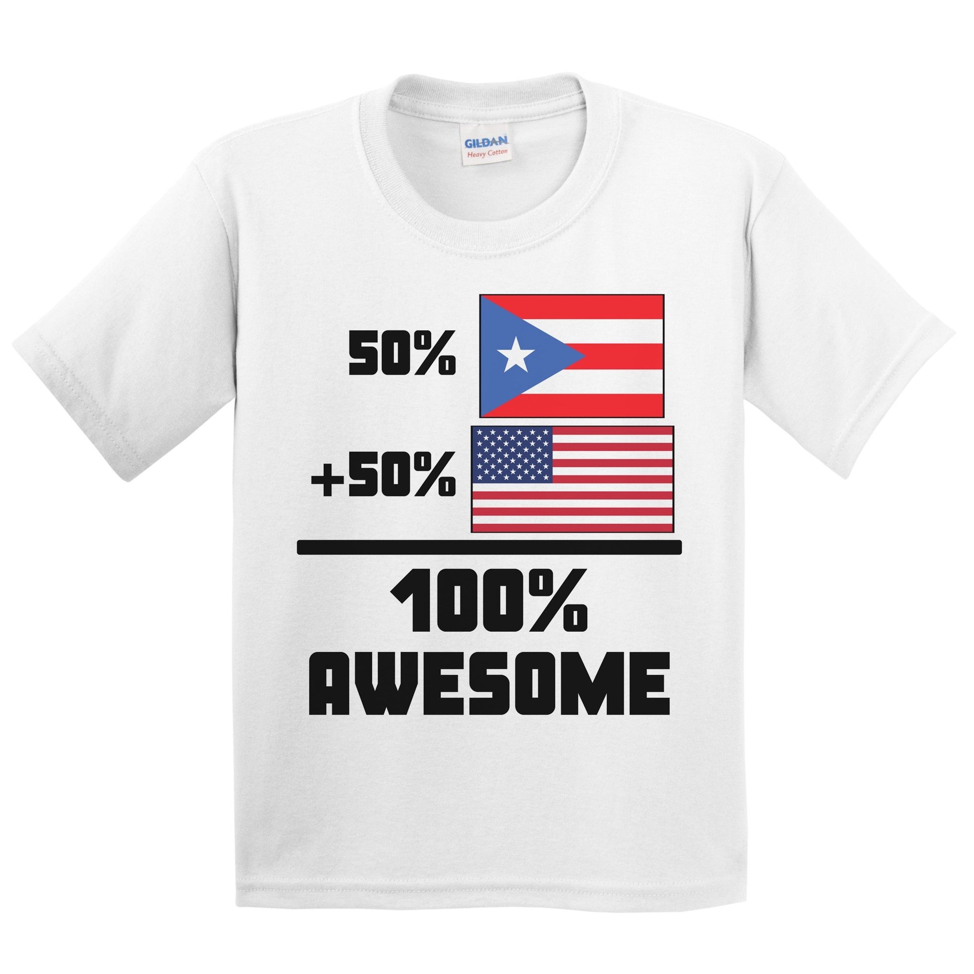 50% Puerto Rican 50% American 100% Awesome Funny Flag Kids Youth T-Shirt