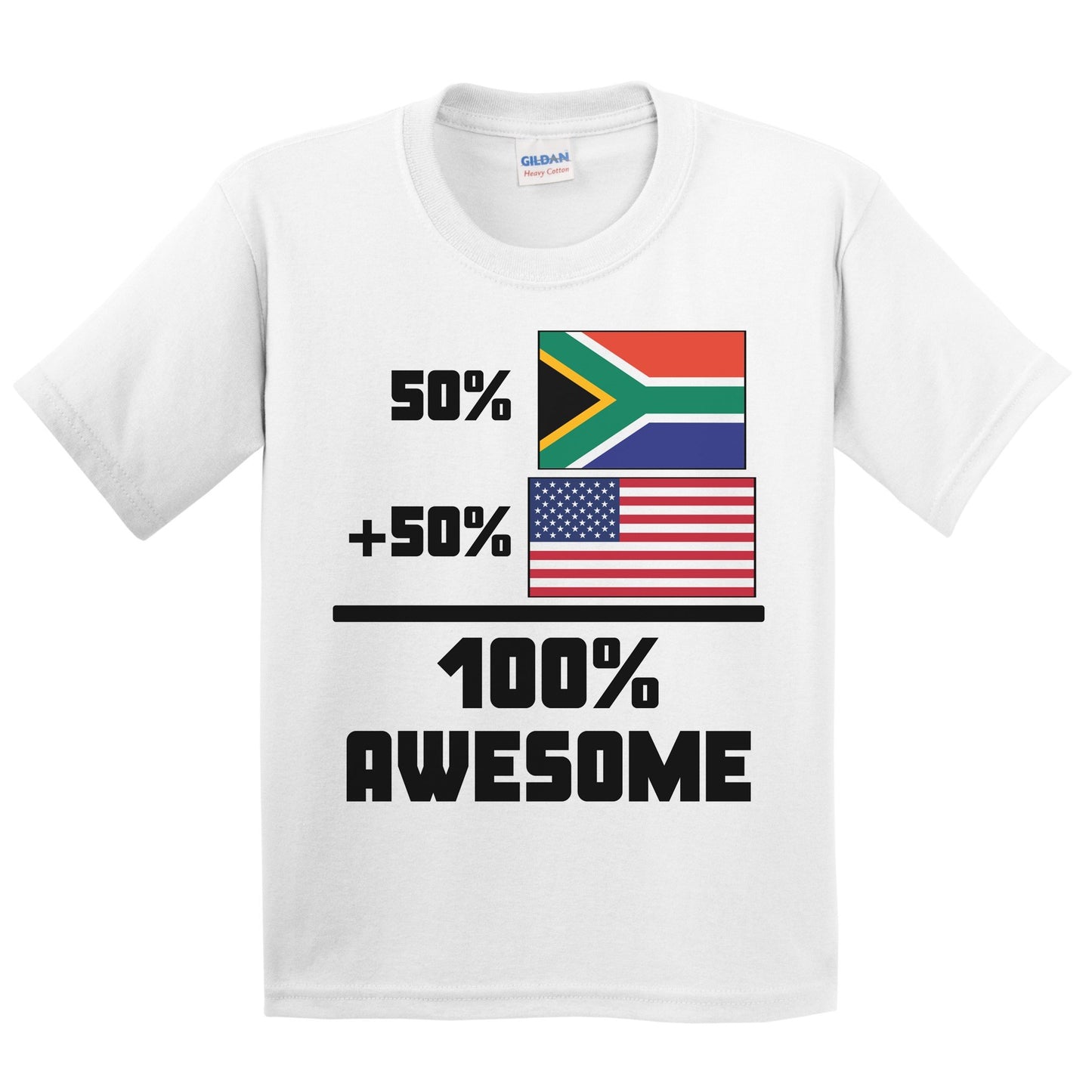 50% South African 50% American 100% Awesome Funny Flag Kids Youth T-Shirt