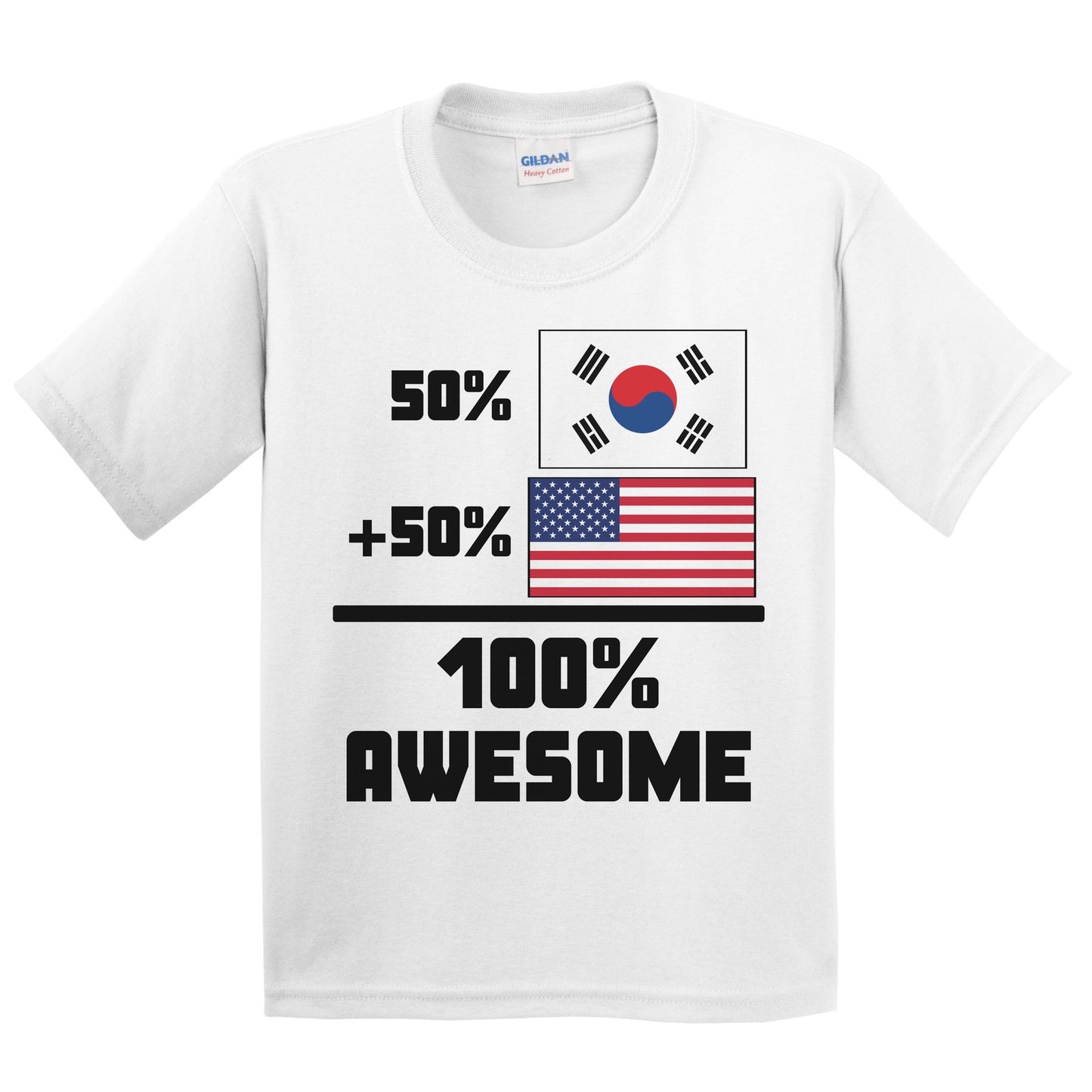 50% South Korean 50% American 100% Awesome Funny Flag Kids Youth T-Shirt