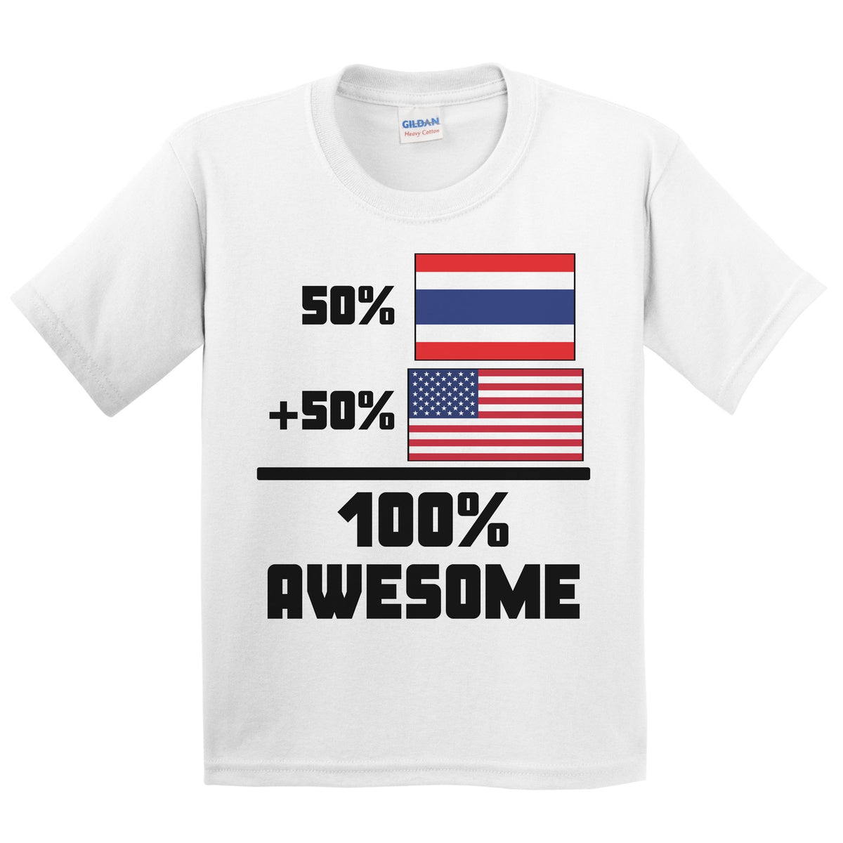 50% Thai 50% American 100% Awesome Funny Flag Kids Youth T-Shirt