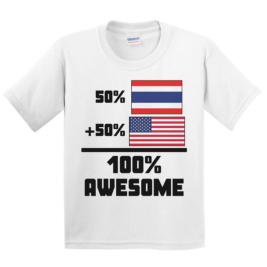 50% Thai 50% American 100% Awesome Funny Flag Kids Youth T-Shirt