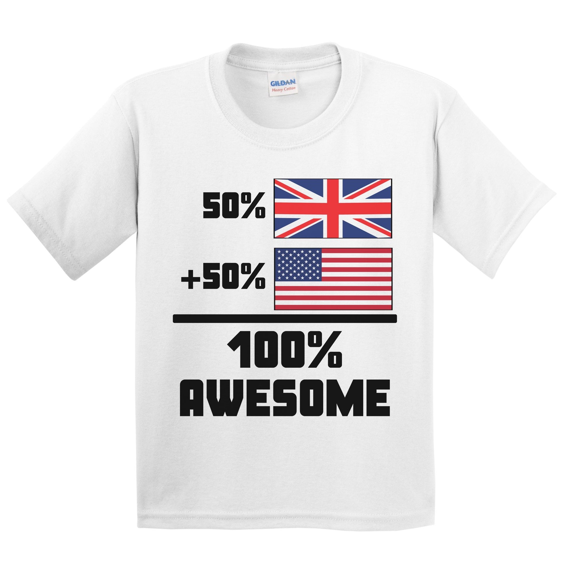 50% British 50% American 100% Awesome Funny Flag Kids Youth T-Shirt