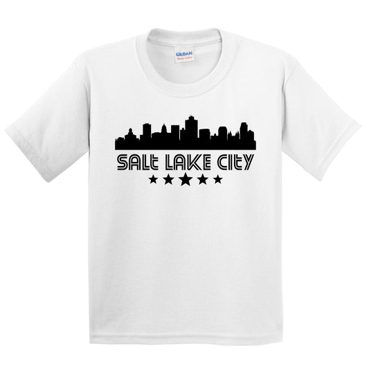 Salt Lake City Utah Skyline Retro Style Kids T-Shirt
