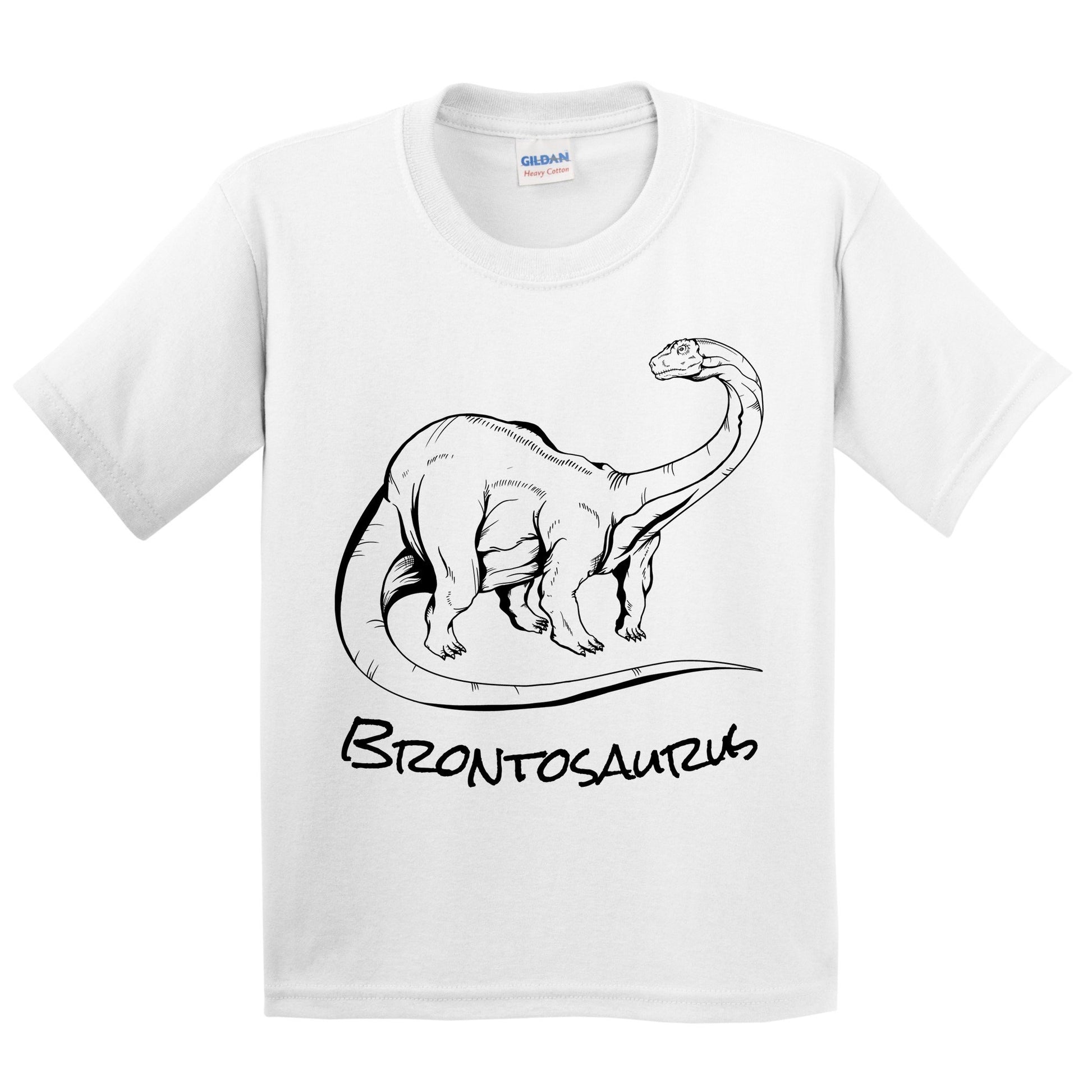 Brontosaurus Sketch Cool Prehistoric Animal Dinosaur Kids Youth T-Shirt