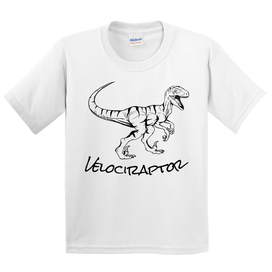 Velociraptor Sketch Cool Prehistoric Animal Raptor Dinosaur Kids Youth T-Shirt