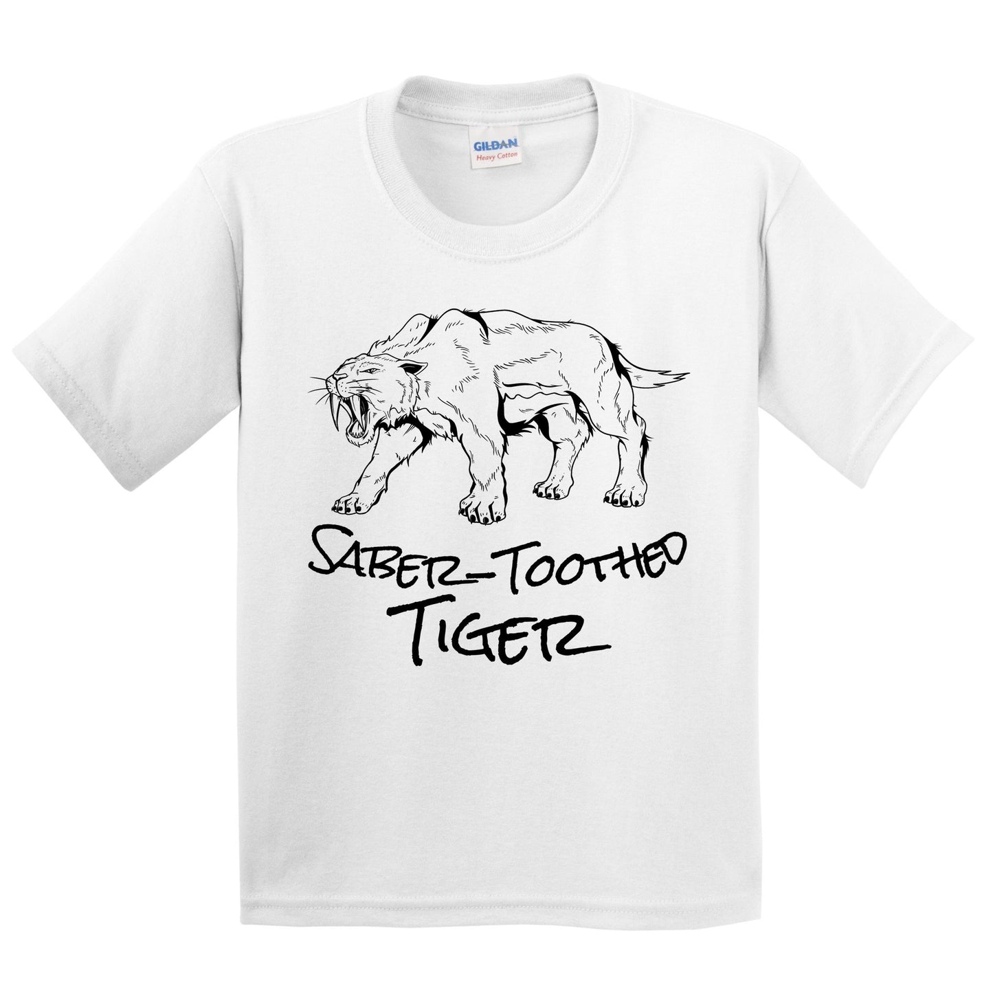 Saber-Toothed Tiger Sketch Cool Prehistoric Animal Smilodon Kids Youth T-Shirt