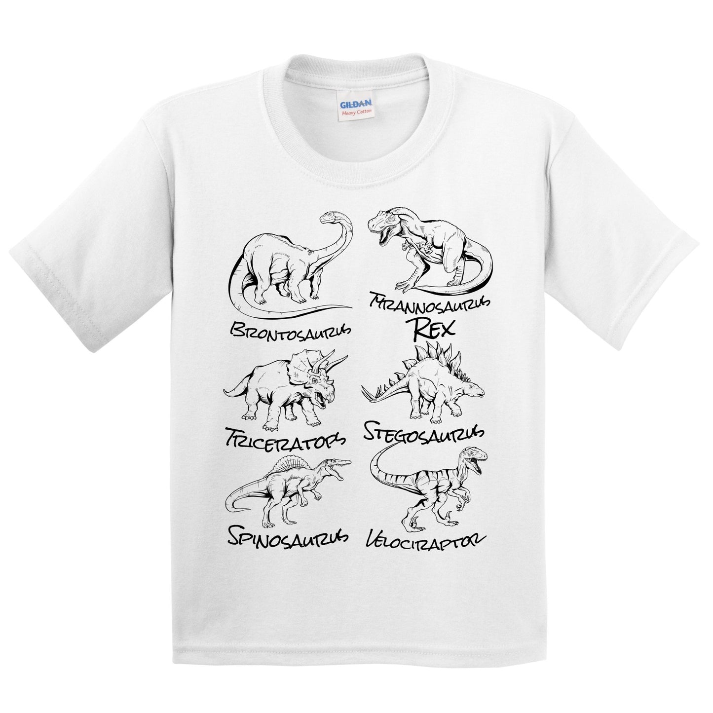 Types of Dinosaurs Sketch Cool Prehistoric Animal Dinosaur Kids Youth T-Shirt