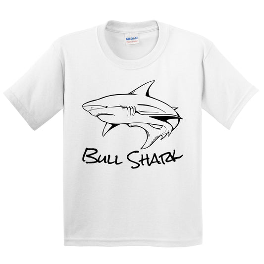 Bull Shark Sketch Cool Shark Kids Youth T-Shirt