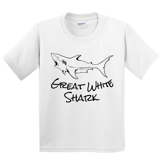 Great White Shark Sketch Cool Shark Kids Youth T-Shirt